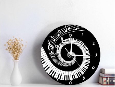 Elegant Piano Keys Music Notes Wave Wall Clock Cheap