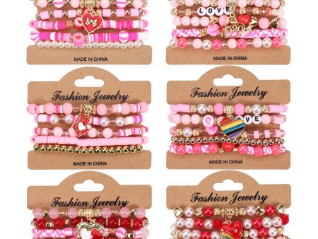 Wholesale Valentine s Day Love 520 Pendant Soft Pottery Artificial Crystal Bracelet Tanabata Gift Multi-layer Elastic Bracelet Sale