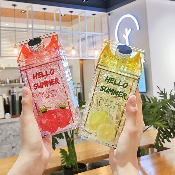 Cute Fruit Plastic Clear Double Layer 430mL Water Bottles Online Sale