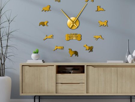 Aussie Australian Shepherd Dog Large Frameless DIY Wall Clock Cheap