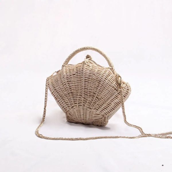 Cute Rattan Clam Shell Woven Straw Purse Shoulder Bag For Discount