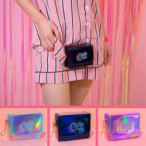 Laser Holograms Embroidery Moon Night Mini Purse Shoulder Bag Online Hot Sale