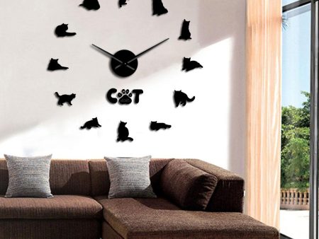 British Shorthair Cat Large Frameless DIY Wall Clock Online Hot Sale