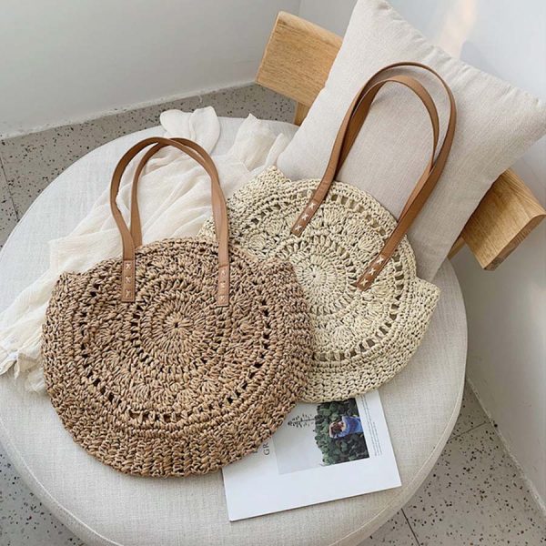 Bohemian Rattan Straw Round  Totes Bags Handbags Large Capacity Online Hot Sale