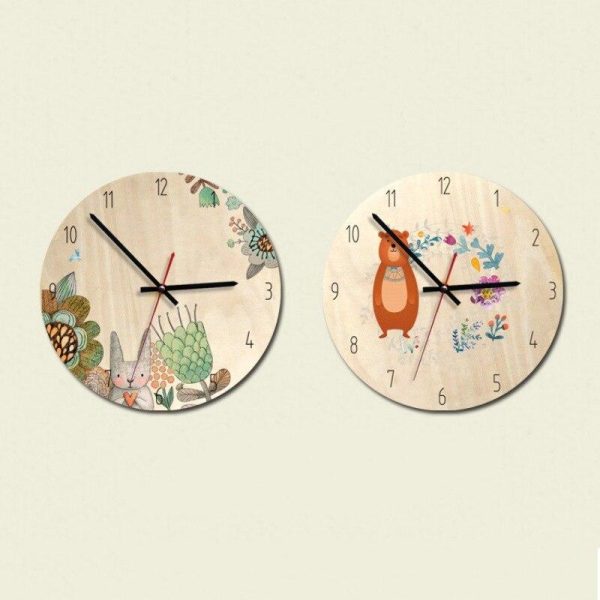 Cute Cartoon Kids Room Wooden Wall Clock Online Sale