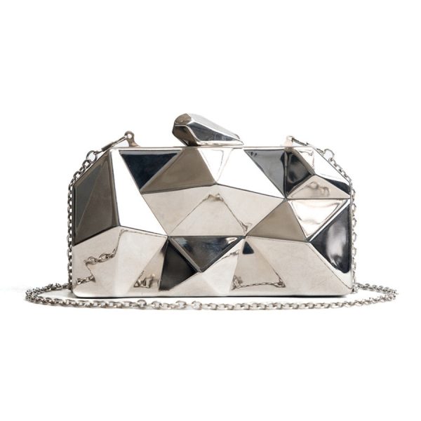 Geometric Hexagon Metal Handbags Clutches Purse For Sale