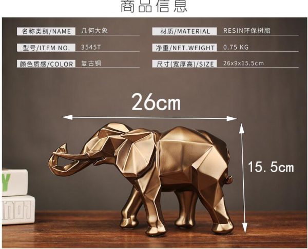 Modern Geometric Gold Elephant Resin Sculpture Statue Home Decoration For Cheap