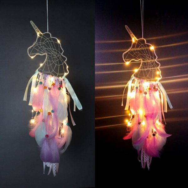 Feather LED Night Light Dreamcatchers Walling Hanging Decor Online now