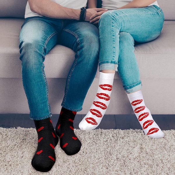 Wholesale 10pcs Valentine s Day Color Blocking Mid-calf Socks Love Heart Design Cotton Sports Leisure Online now