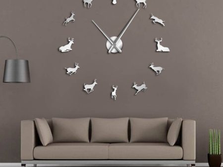 Antler Deer Head Deer Hunter Large Frameless DIY Wall Clock For Discount