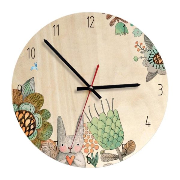 Cute Cartoon Kids Room Wooden Wall Clock Online Sale