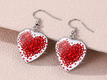 Wholesale Valentine s Day love Stainless steel Stainless steel glass heart-shaped ear hook Time Gem earrings For Sale