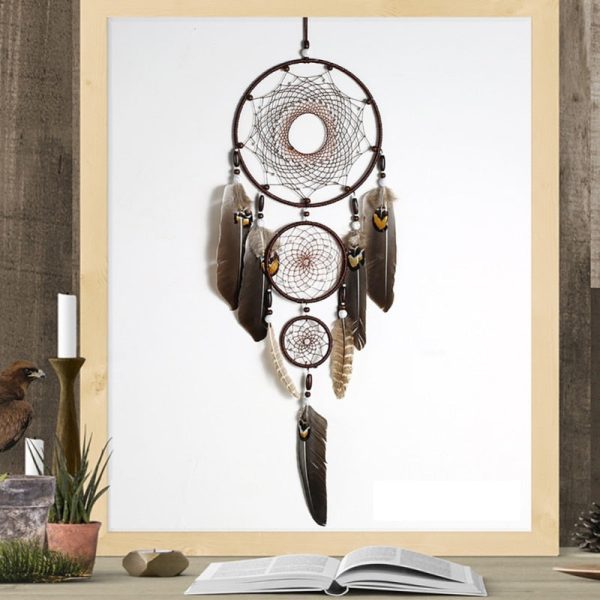 Black Feather Crafts Dreamcatcher Wind Chimes Indian Style For Discount