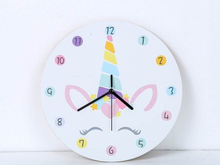 Colorful Unicorn Silent Mute Children Room White Wall Clock Hot on Sale