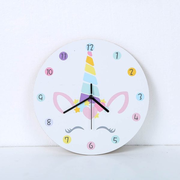 Colorful Unicorn Silent Mute Children Room White Wall Clock Hot on Sale