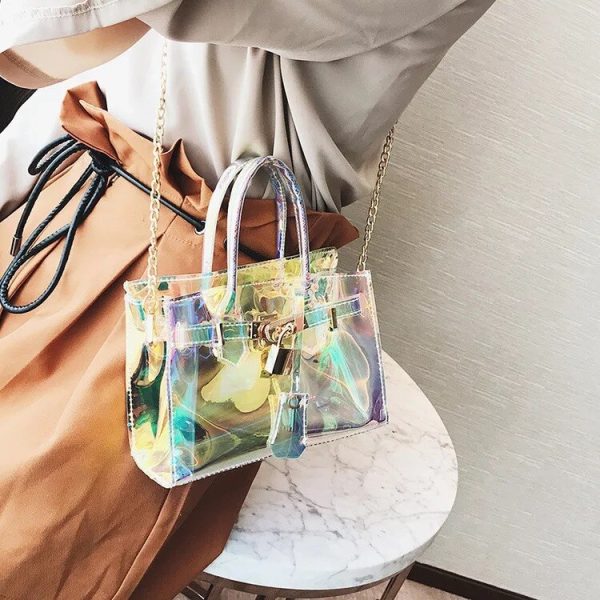 Candy Color Hologram Transparent Clear Handbag For Discount