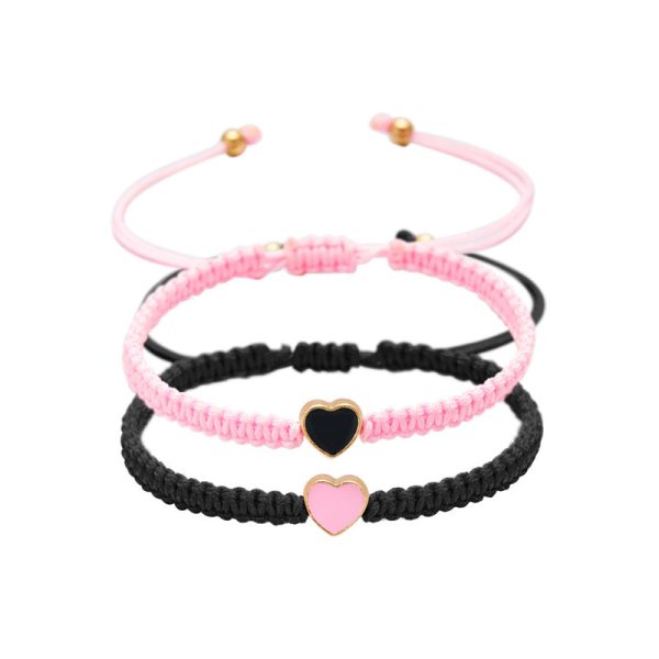 Wholesale new simple dripping heart-shaped woven bracelet Valentine s Day gift sister friendship adjustable bracelet For Cheap