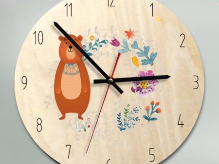 Cute Cartoon Kids Room Wooden Wall Clock Online Sale