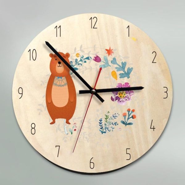 Cute Cartoon Kids Room Wooden Wall Clock Online Sale