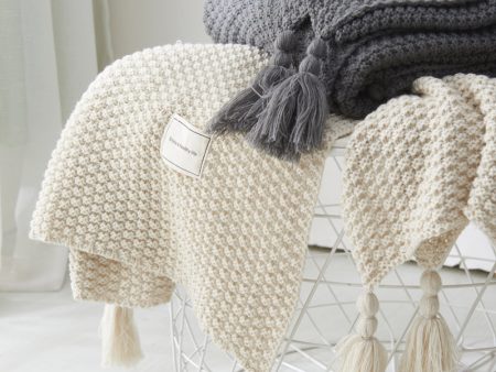 Classic Chunky Tassel Knitting Wool Blanket on Sale