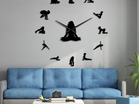 Yoga Poses Find Your Balance Meditation Large Frameless DIY Wall Clock Online Hot Sale