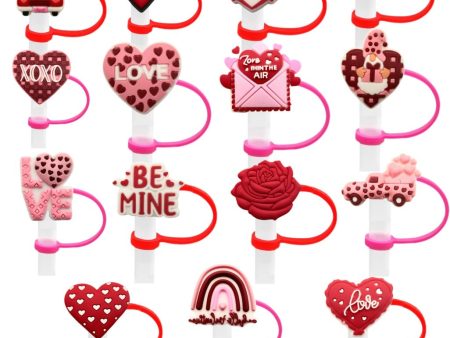 Wholesale Valentine s Day Series Love Straw Cap Creative Cartoon Silicone Dust Plug Water Cup Straw Cover Decorative in stock Online