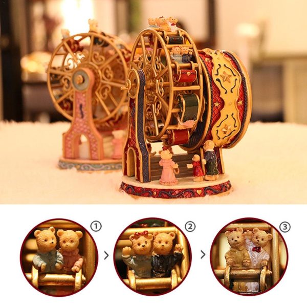 Rotating Ferris Wheel Resin Rotating Music Box Bear Music Box Christmas Gift Decoration For Discount