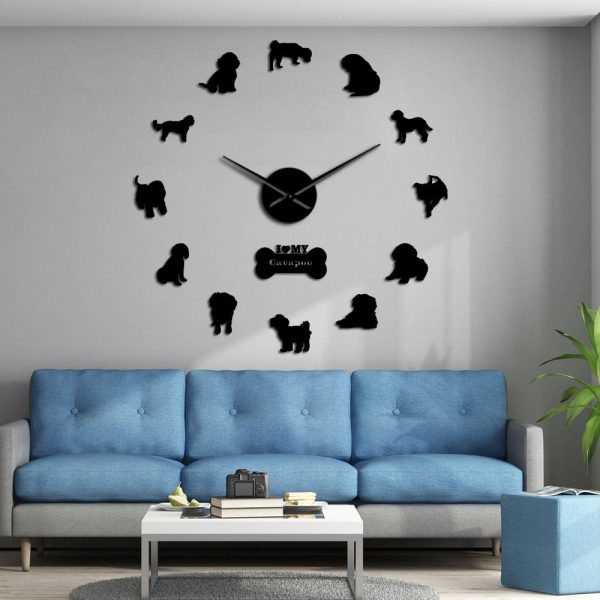 Cava Doodle Cavapoo Dog Large Frameless DIY Wall Clock Online Hot Sale