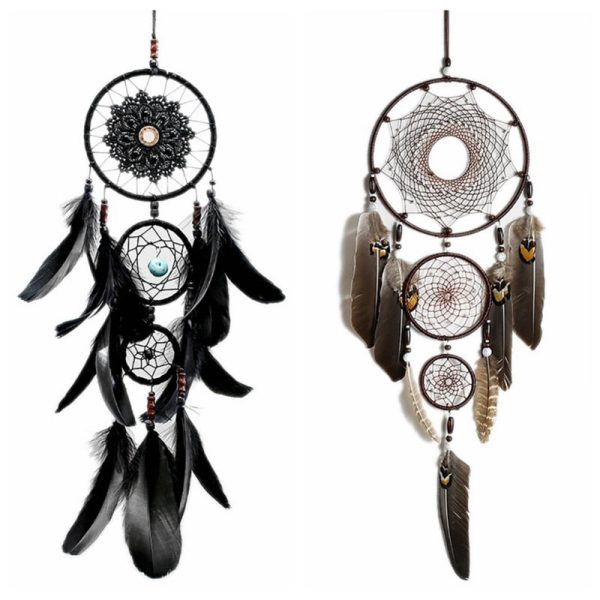 Black Feather Crafts Dreamcatcher Wind Chimes Indian Style For Discount