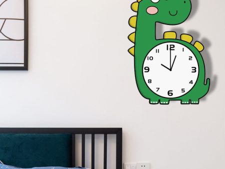 Cartoon Long Neck Dinosaur Brachiosaurus Silent Movement Wall Clock For Children Kids Bedroom Discount