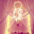 Circle Lace Ribbons LED Light Dreamcatchers with Feather Supply