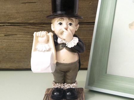 Funny Butler Man Covering His Nose Stand Rack Paper Holder Statue Toilet Decoration For Discount