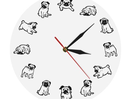 Cartoon Pug Dog Puppy Wall Clock Online Hot Sale