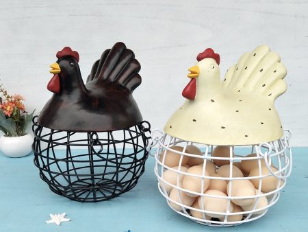 Ceramic Chicken Hen Iron Egg Snack Fruit Storage Basket Kitchen Decoration Online