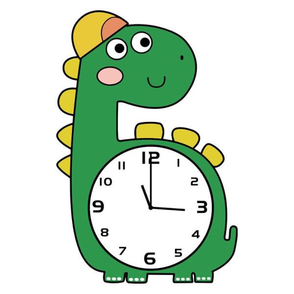 Cartoon Long Neck Dinosaur Brachiosaurus Silent Movement Wall Clock For Children Kids Bedroom Discount