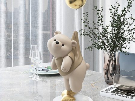 Cute Balloon Polar Bear Resin Statue Sculpture Office Desk Decor For Discount