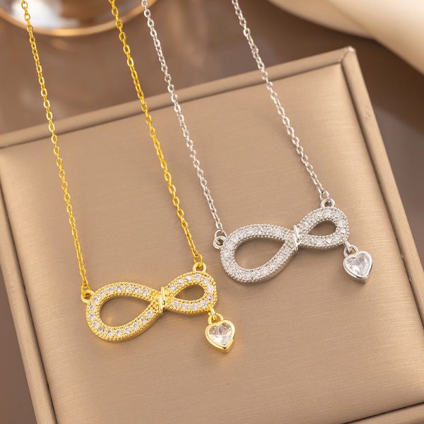 Wholesale Simple Fashion Personalized 8-shaped Love Micro-inlaid Zircon Necklace All-match Temperament Ladies Necklace Valentine s Day Gift Online Sale