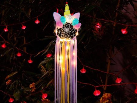 Colorful Flower Unicorn LED Night Light Dreamcatcher & Wind Chimes Decoration For Discount