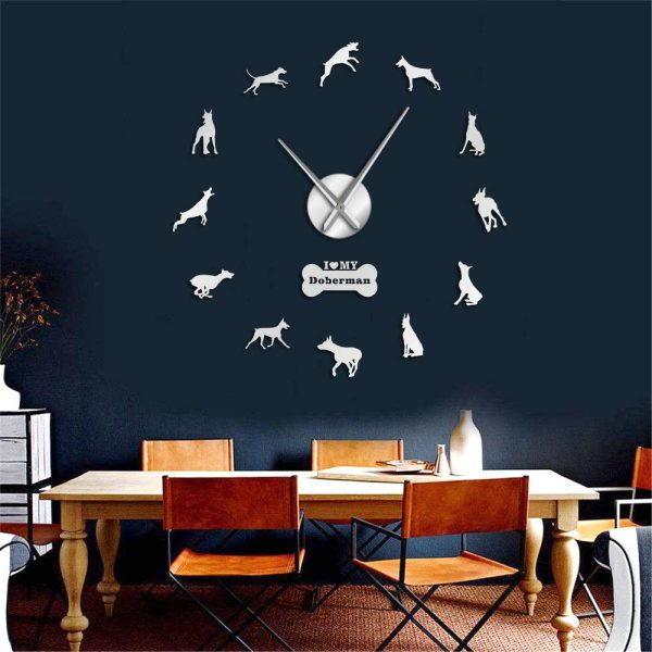 Doberman Pinscher Dog Large Frameless DIY Wall Clock Gift Online Hot Sale