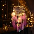 Love Heart Shape LED Night Light Dreamcatcher with Feather Supply