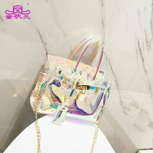 Candy Color Hologram Transparent Clear Handbag For Discount