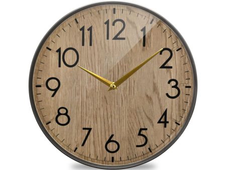 Wood Grain Acrylic Silent Non-Ticking Round Wall Clock Hot on Sale