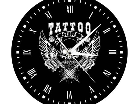 Old School Skull Tattoo Studio Wall Clock Supply