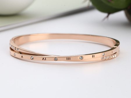 Wholesale 18k Rose Gold Roman Numerals Bracelet Women s Light Luxury Simple Titanium Steel Bracelet Tanabata Valentine s Day Gift for Girlfriend Online