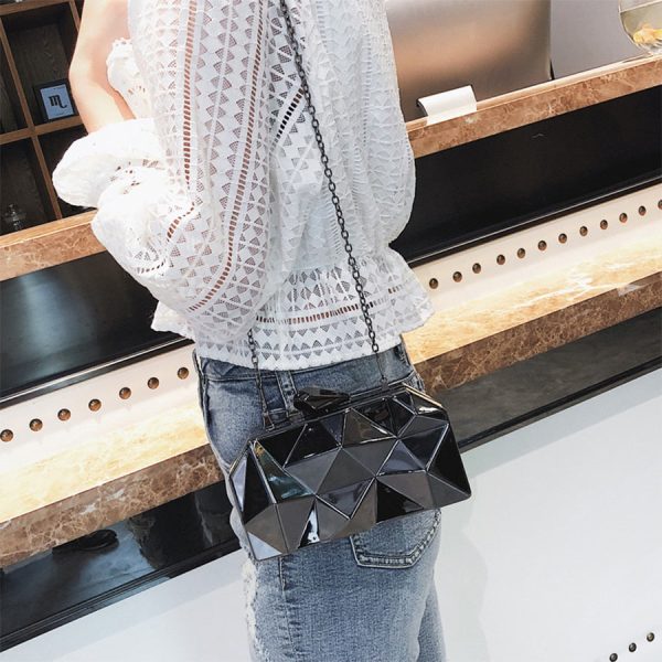 Geometric Hexagon Metal Handbags Clutches Purse For Sale