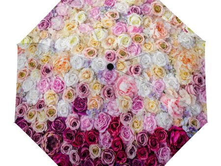 Colorful Rose Flower Automatic Three Folding Umbrellas Parasol Online now