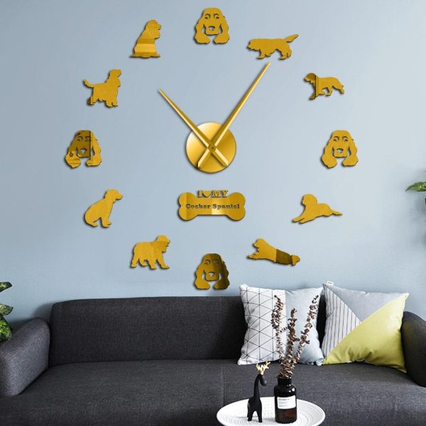 Cocker Spaniels Large Frameless DIY Wall Clock Discount