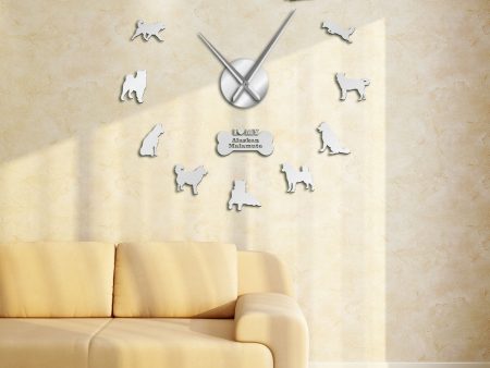 Alaskan Malamute Dog Large Frameless DIY Wall Clock Supply