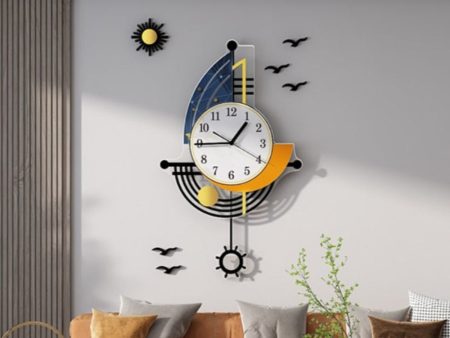 Nordic Multicolor Sailboat Design Living Room Metal Wall Clock on Sale