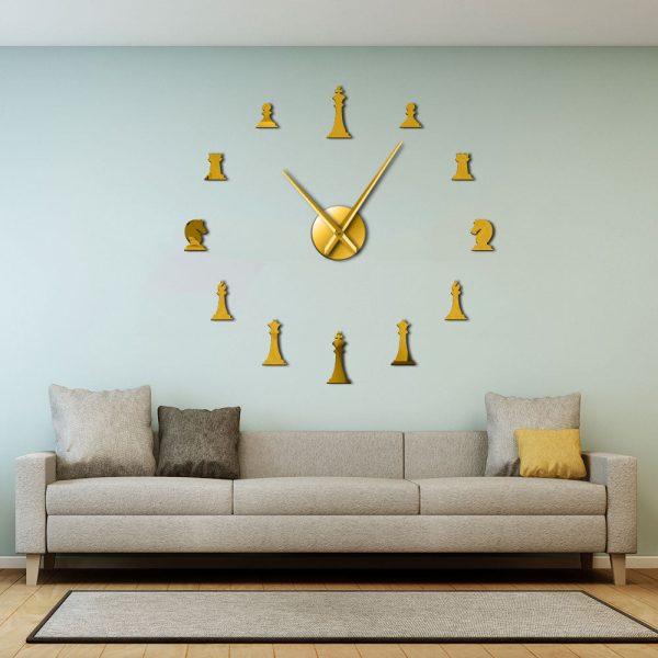 Chess Pieces Board Game Large Frameless DIY Wall Clock Online now